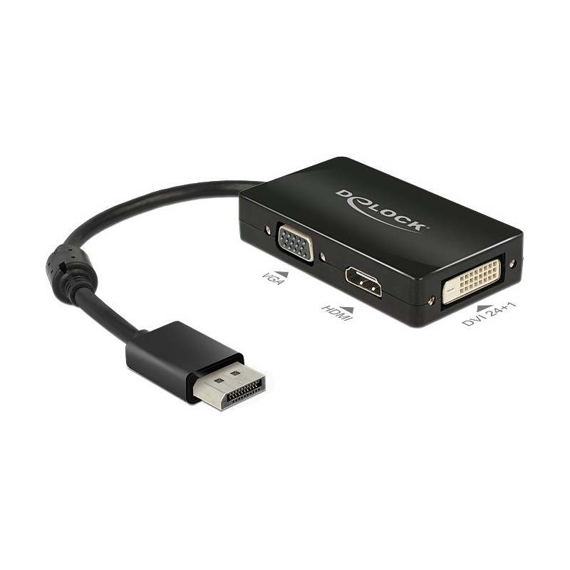 DeLOCK 0.16m DisplayPort VGA+HDMI+DVI 0,16 m VGA (D-Sub)+ HDMI + DVI Nero