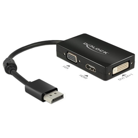 DeLOCK 0.16m DisplayPort VGA+HDMI+DVI 0,16 m VGA (D-Sub)+ HDMI + DVI Nero