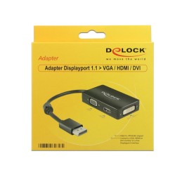 DeLOCK 0.16m DisplayPort VGA+HDMI+DVI 0,16 m VGA (D-Sub)+ HDMI + DVI Nero