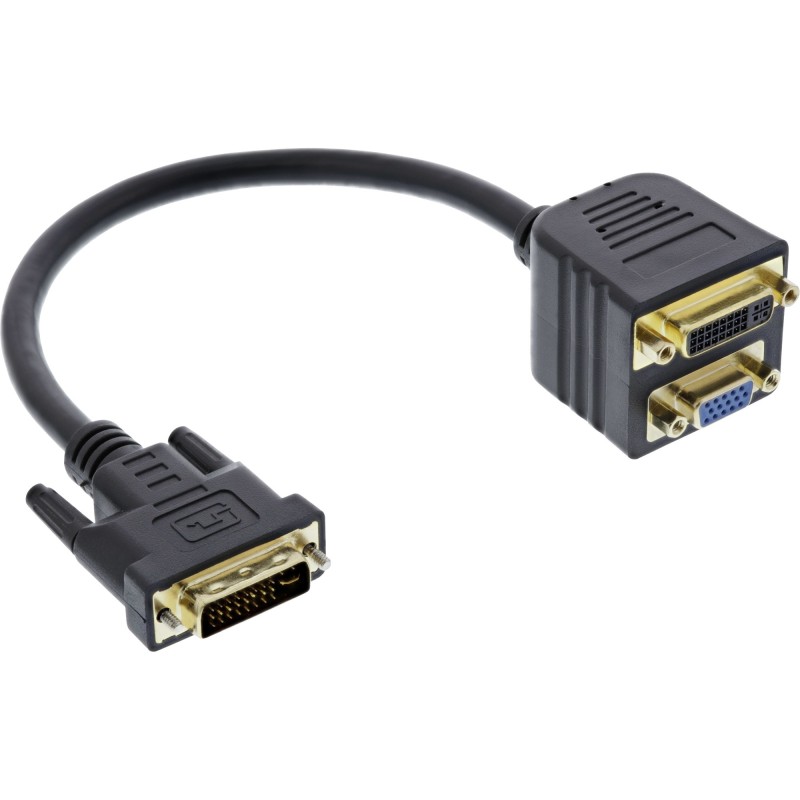 InLine Adattatore DVI-I 24+5 m. a DVI-I 24+5 + S-VGA 15pin HD f., analogico