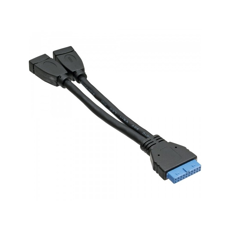 InLine 33445I 2x USB A 19 pin Nero