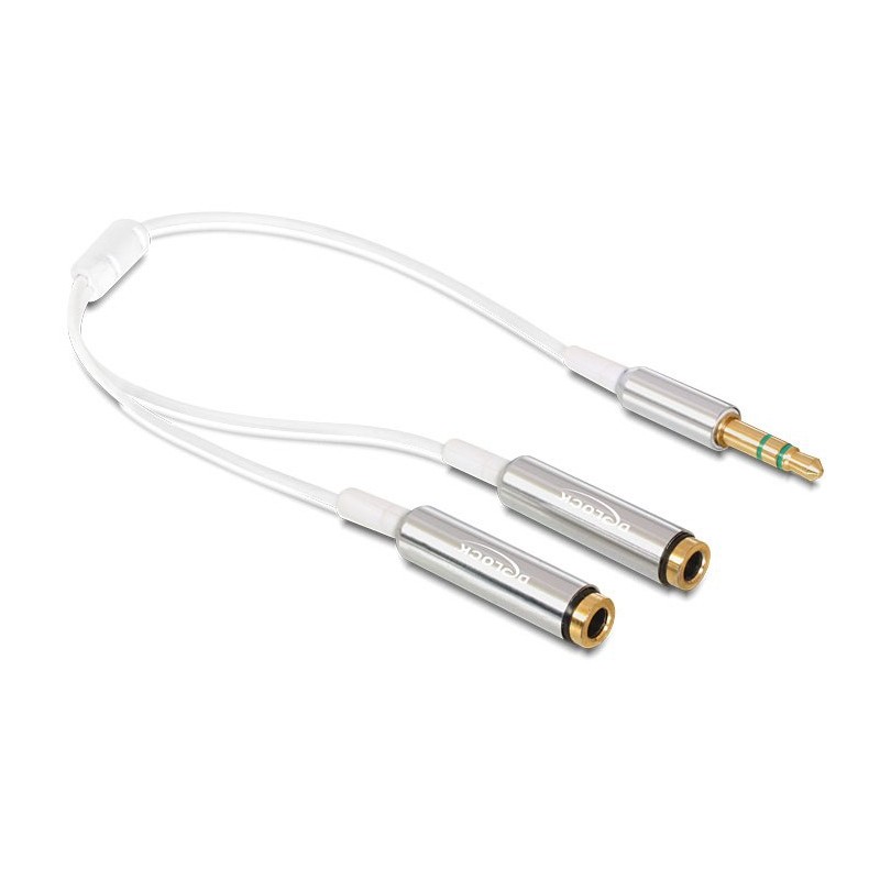 DeLOCK 65355 cavo audio 0,25 m 3.5mm 2 x 3.5mm Argento, Bianco