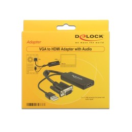 DeLOCK 0.25m VGA+USB2.0-A HDMI 0,25 m VGA (D-Sub) + USB Nero