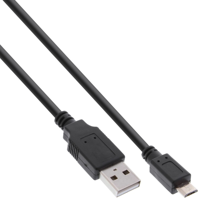 InLine Cavo USB 2.0 Micro, A m  Micro B M, nero, Ricarica Rapida, 1,5m