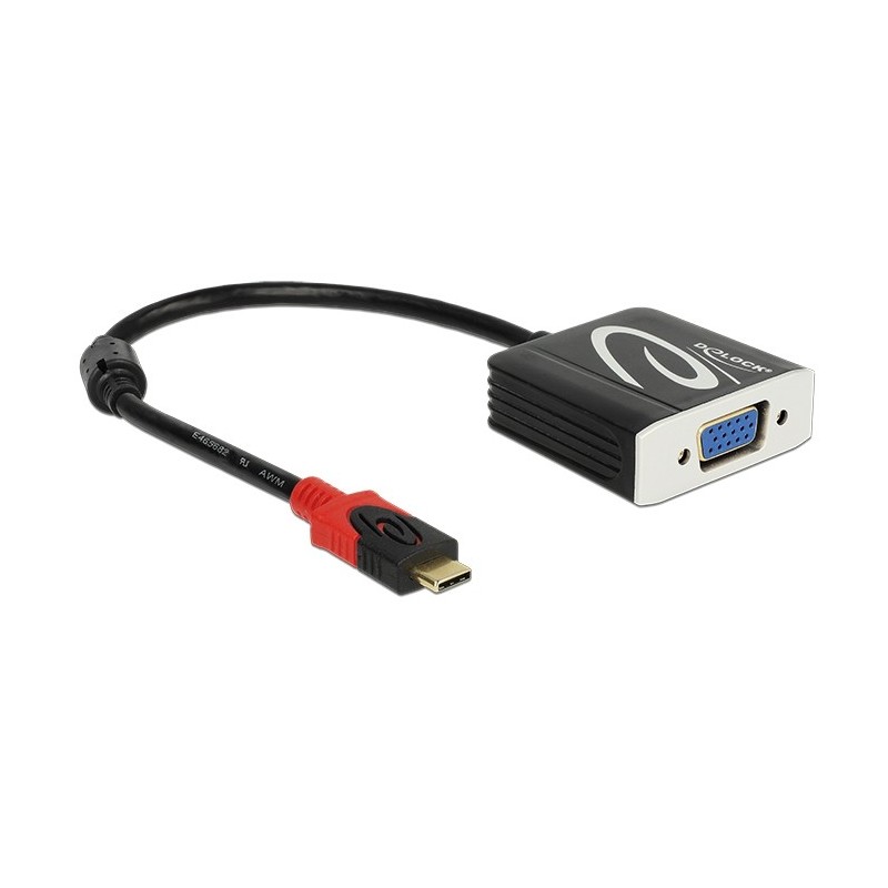 DeLOCK 62994 cavo e adattatore video 0,2 m USB tipo-C VGA (D-Sub) Nero