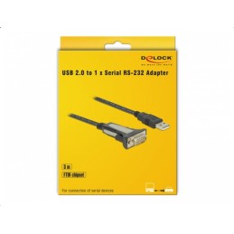 DeLOCK 65962 cavo seriale Nero 3 m USB tipo A DB-9