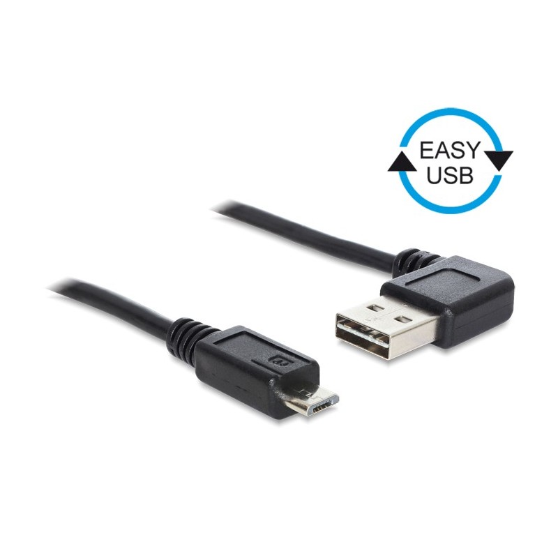 DeLOCK 0.5m, USB2.0-A USB2.0 Micro-B cavo USB 0,5 m USB A Micro-USB B Nero