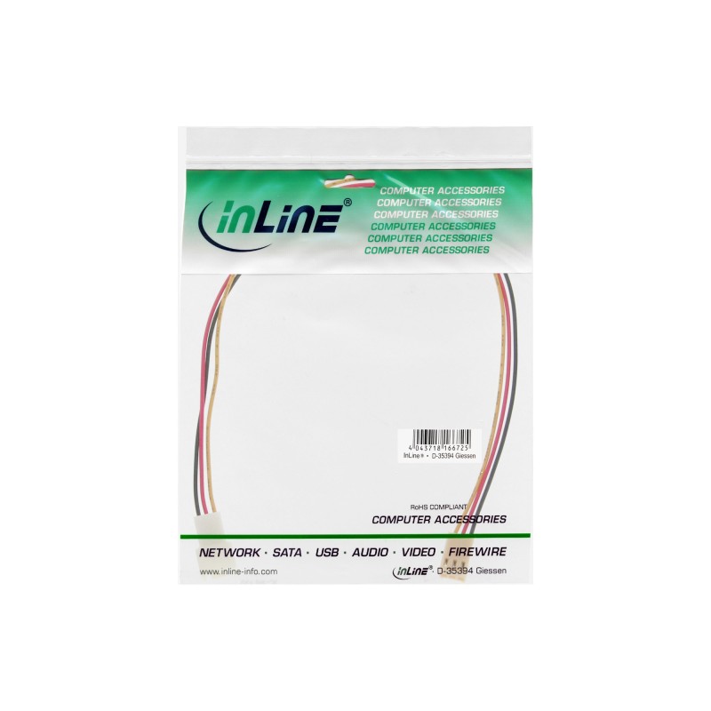 InLine Cavo alimentazione ventole, 3 pin Molex maschio   femmina, 0,3m