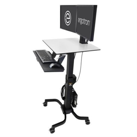 Ergotron WorkFit-C, Dual Sit-Stand Nero, Grigio Pannello piatto Carrello multimediale