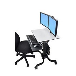 Ergotron WorkFit-C, Dual Sit-Stand Nero, Grigio Pannello piatto Carrello multimediale