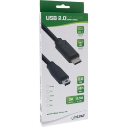 InLine Cavo USB 2.0 Mini, Cm  B M, nero, 3A@1m, 0,5A@5m, 2m