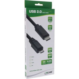 InLine Cavo USB 2.0 Micro, Cm  Micro B M, 3A@1m, 0,5A@2m, nero, 1m