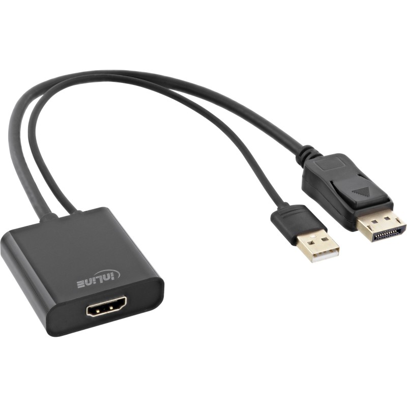 InLine Cavo convertitore da HDMI F a DisplayPort M, 4K, nero, dorato, 0,3m