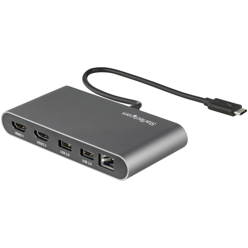 StarTech.com Mini Dock Thunderbolt 3 - Docking Station Portatile per Doppio Monitor HDMI 4K 60Hz, Hub 2x USB-A (3.0 2.0), GbE -