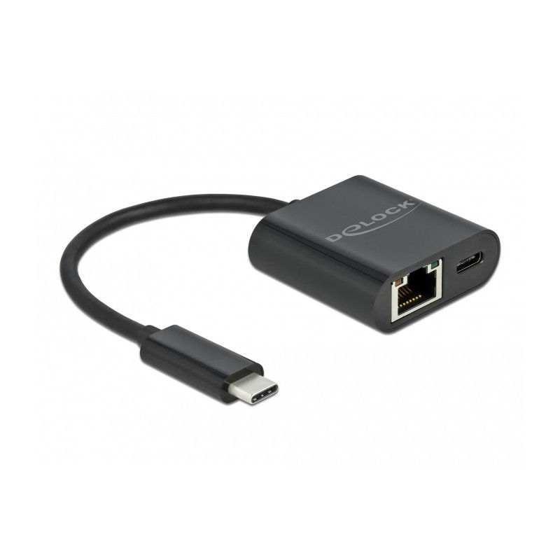 DeLOCK Adattatore USB Type-C per Gigabit LAN 10 100 1000 Mbps con porta di alimentazione nero