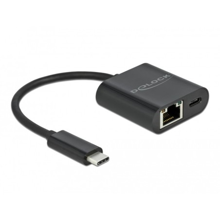 DeLOCK Adattatore USB Type-C per Gigabit LAN 10 100 1000 Mbps con porta di alimentazione nero