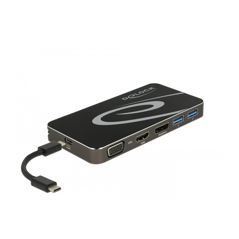 DeLOCK USB Type-C 3.2 Dockingstation 4K HDMI DP   1080p VGA, USB Hub und PD 3.0