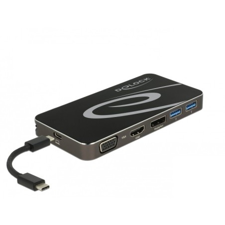 DeLOCK USB Type-C 3.2 Dockingstation 4K HDMI DP   1080p VGA, USB Hub und PD 3.0