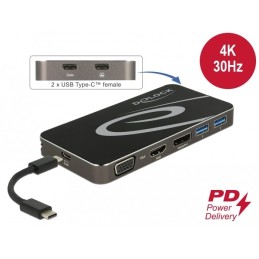 DeLOCK USB Type-C 3.2 Dockingstation 4K HDMI DP   1080p VGA, USB Hub und PD 3.0