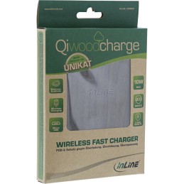 InLine Qi woodcharge, caricabatterie rapido wireless per smartphone, 5 7,5 10W