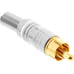 InLine Spina RCA a saldare, argento, anello bianco, per cavo 6mm