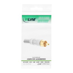 InLine Spina RCA a saldare, argento, anello bianco, per cavo 6mm