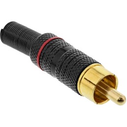 InLine Spina RCA a saldare, nero, anello rosso, per cavo 6mm