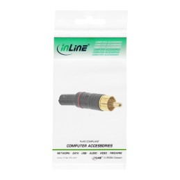 InLine Spina RCA a saldare, nero, anello rosso, per cavo 6mm