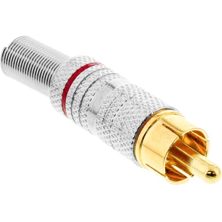 InLine Spina RCA a saldare, argento, anello rosso, per cavo 6mm