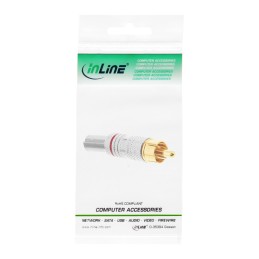 InLine Spina RCA a saldare, argento, anello rosso, per cavo 6mm