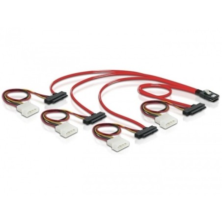 DeLOCK Cable mini SAS 36pin to 4x SAS 29pin cavo SCSI Rosso 0,5 m