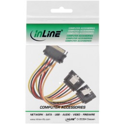 InLine Cavo di alim. a Y, 1x Sata 15pin M a 2x SATA 15pin F, con ling., 0,15m