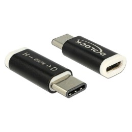 DeLOCK 65678 adattatore per inversione del genere dei cavi USB 2.0-C USB 2.0 Micro-B Nero, Bianco