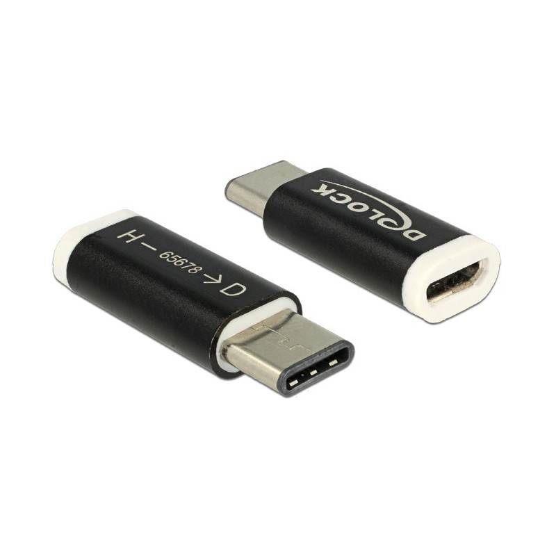 DeLOCK 65678 adattatore per inversione del genere dei cavi USB 2.0-C USB 2.0 Micro-B Nero, Bianco