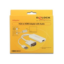 DeLOCK 62460 cavo e adattatore video 0,25 m HDMI tipo A (Standard) VGA (D-Sub) + USB Bianco