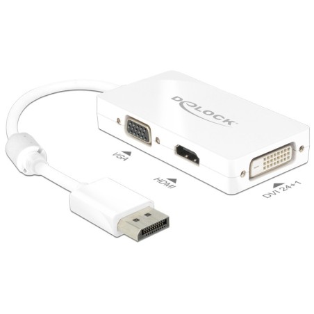 DeLOCK 0.16m DisplayPort VGA+HDMI+DVI-D 0,16 m VGA (D-Sub)+ HDMI + DVI Bianco