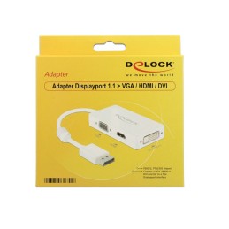 DeLOCK 0.16m DisplayPort VGA+HDMI+DVI-D 0,16 m VGA (D-Sub)+ HDMI + DVI Bianco