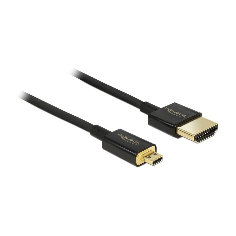 DeLOCK HDMI-A HDMI Micro-D, 0.5 m cavo HDMI 0,5 m HDMI tipo A (Standard) HDMI tipo D (Micro) Nero