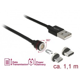 DeLOCK 85723 cavo USB USB 2.0 1,1 m USB A USB C Micro-USB B Nero