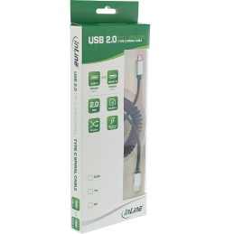 InLine Cavo USB 2.0 Micro, C M B M, allum., spirale, nero, flessibile, 3m