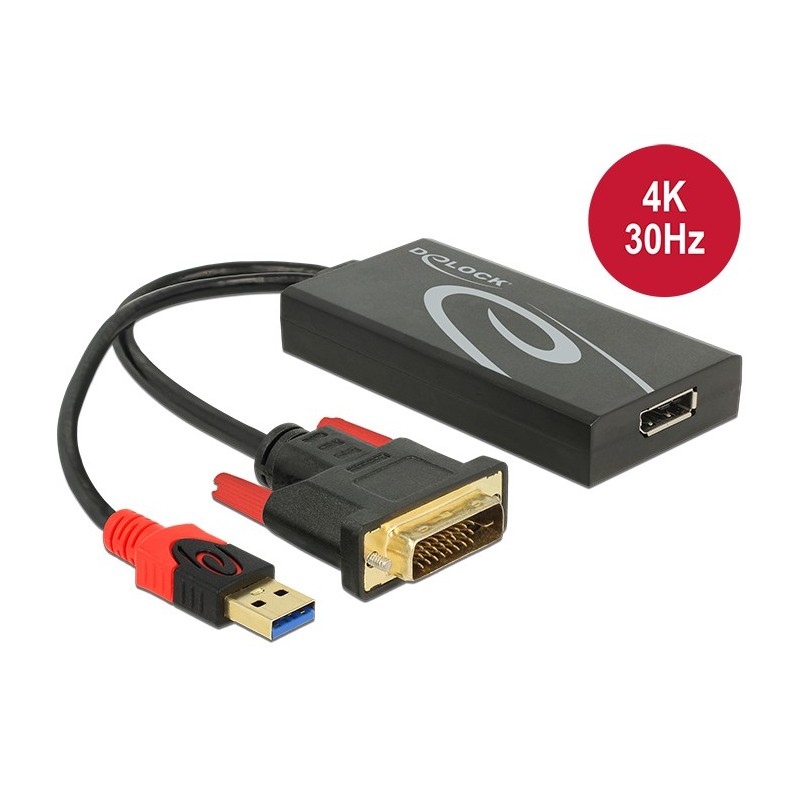 DeLOCK 0.3m, DVI 24+1 + USB-A Displayport 20p 0,3 m DVI-D + USB HDMI Nero