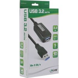 InLine Prolunga attiva USB 3.2 Gen.1, da maschio A a femmina A, nero, 5m