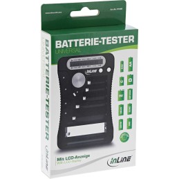 InLine Tester Universale per batterie standard, bottone, 9V, con display LCD