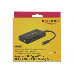 DeLOCK 63929 replicatore di porte e docking station per laptop USB 2.0 Type-C Nero