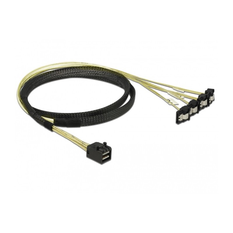 DeLOCK 85685 cavo SCSI Nero, Giallo 1 m 1 x Mini SAS HD SFF-8643 4 x SATA 7 pin