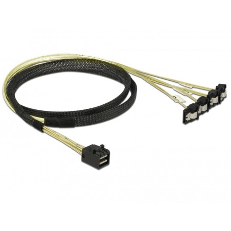 DeLOCK 85685 cavo SCSI Nero, Giallo 1 m 1 x Mini SAS HD SFF-8643 4 x SATA 7 pin