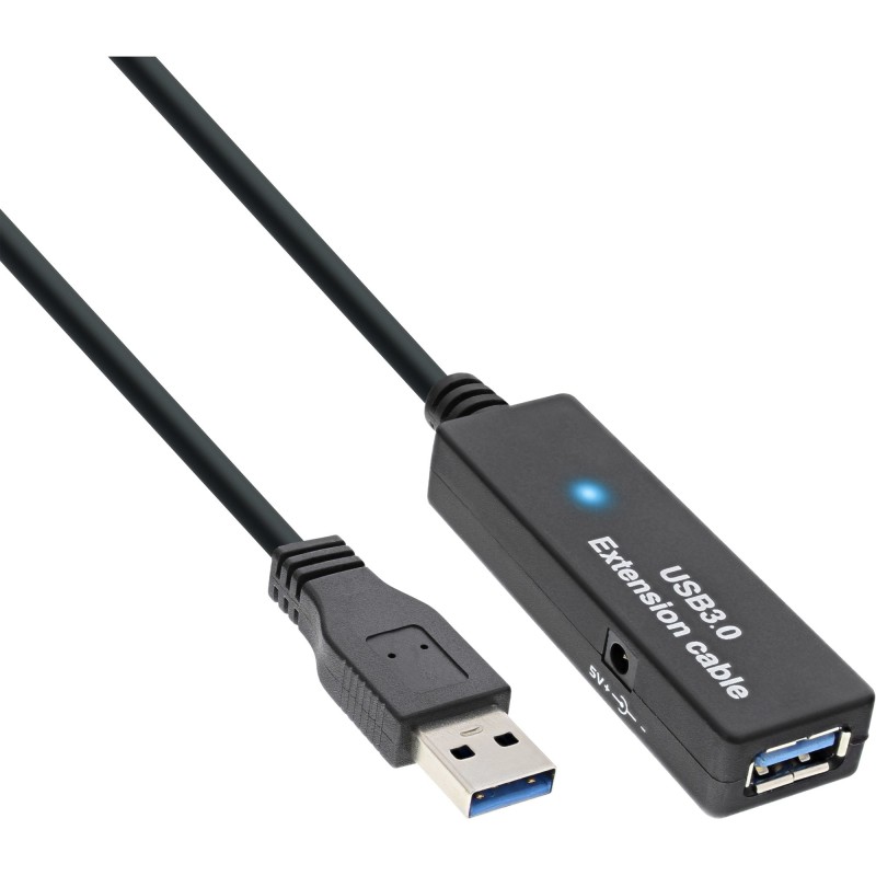 InLine Cavo USB 3.0 M-F, Attivo, prolunga, nero, 10m