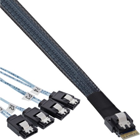 InLine , cavo Slim SAS, da SFF-8654 a 4x SATA a 7 pin, 12Gb s, 0,5m