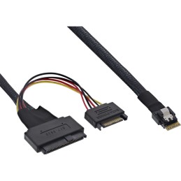 InLine , cavo Slim SAS, da SFF-8654 a U.2 SFF-8639 + potenza SATA, 24Gb s, 0,5m