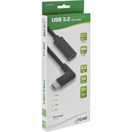 InLine Prolunga USB 3.2 Gen.1 x2,mangolato - F USB-C, nero, 0,5m